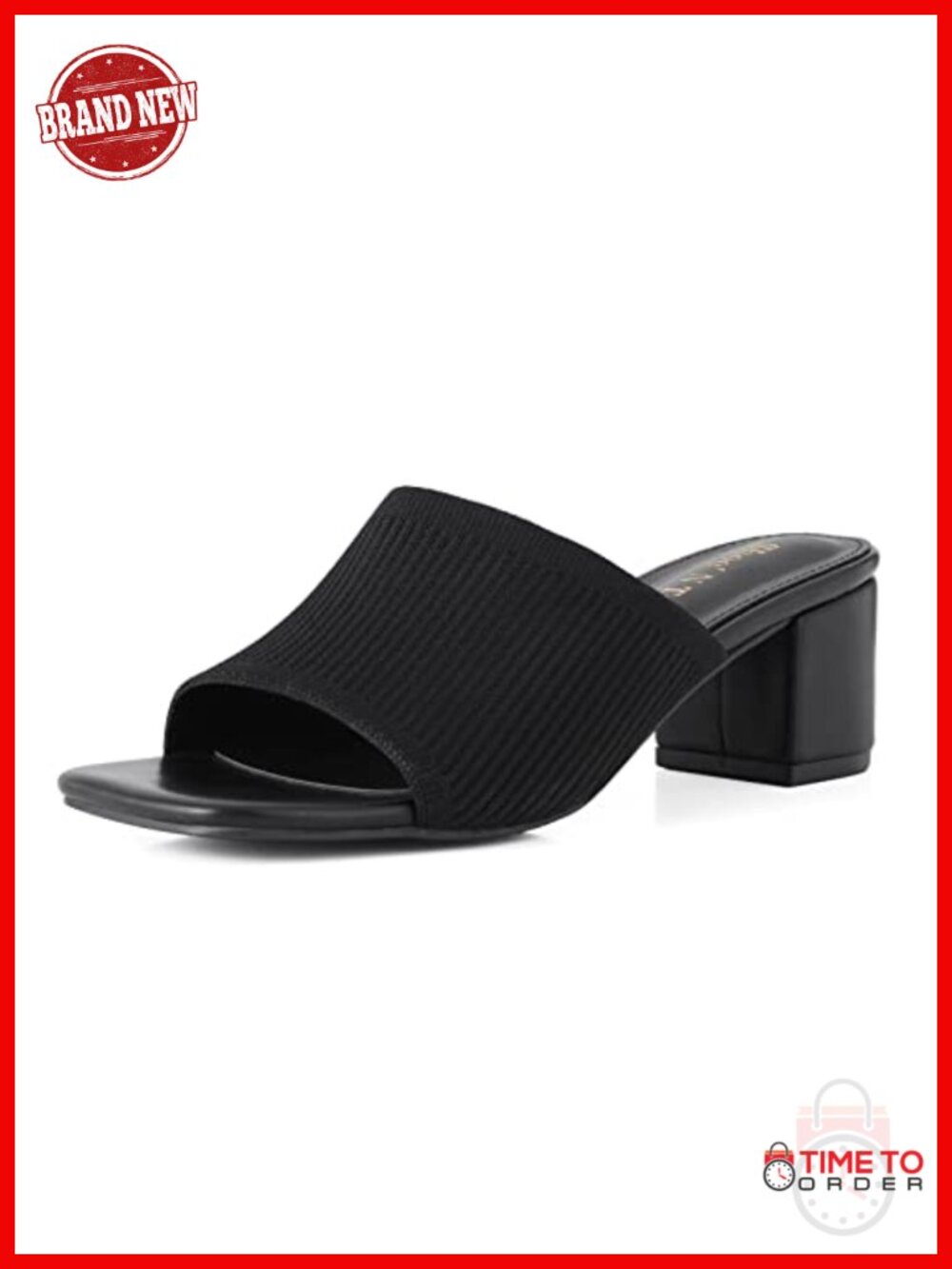 Heeled Sandals Square Open Toe Chunky Block Low Heel Slip On Mules